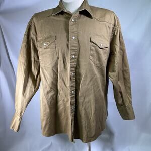 Vintage HD Jaguar Brushpopper Brown Tan Yokes Western Rancher Mens‎ Med Shirt